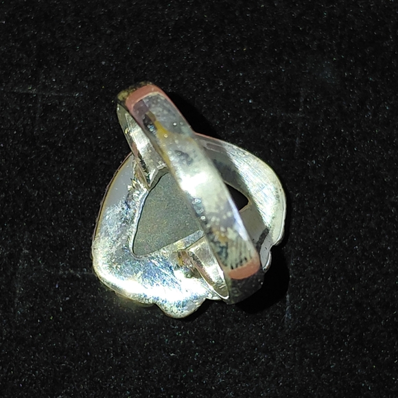 Iridescent Ammolite Silver Statement Ring Size 8.5 - Picture 6 of 15